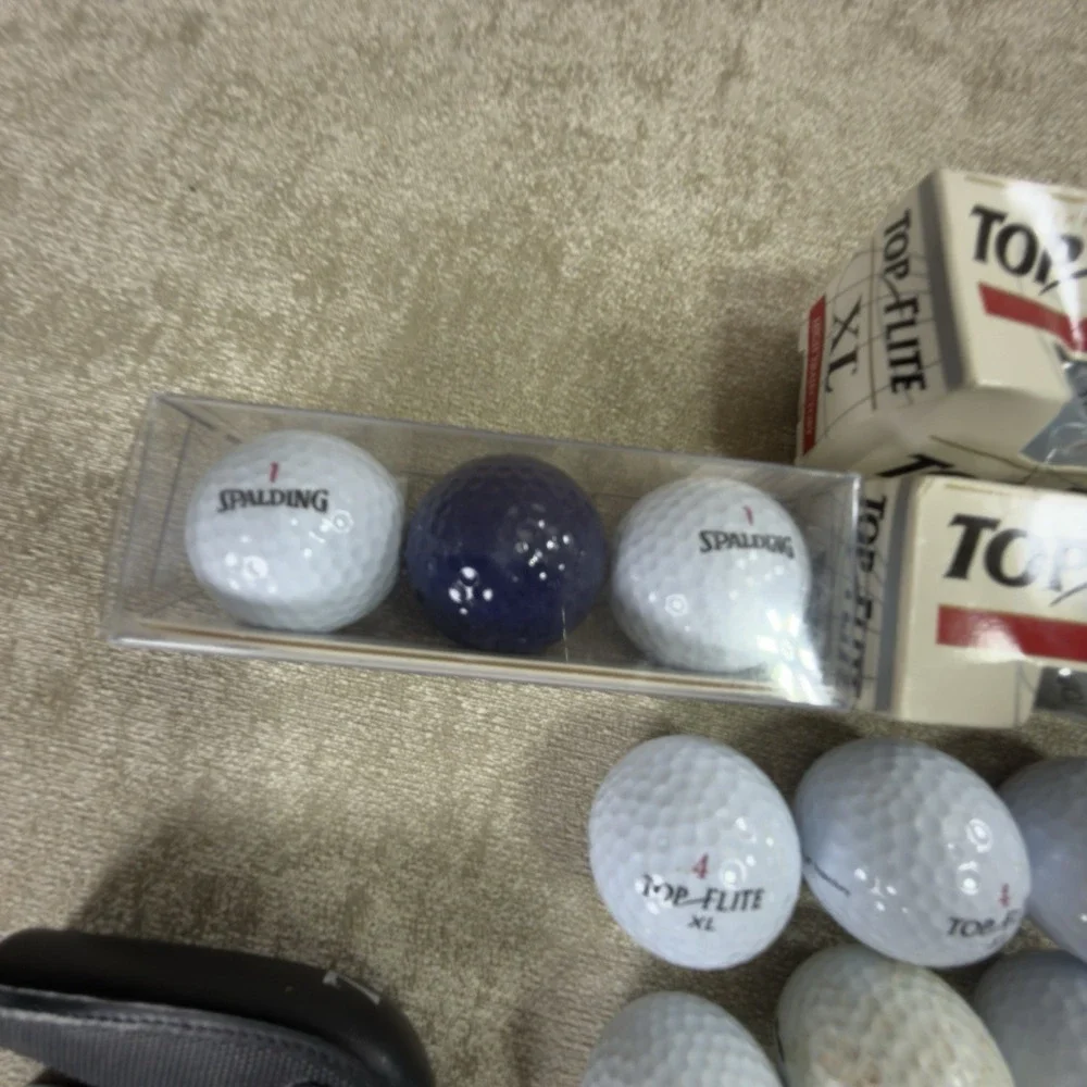 Lot of Assorted 19 Golf Balls and Golf Tees Mixed Brands Lot most new in boxes